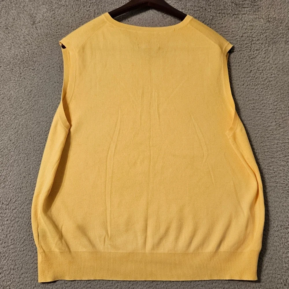 Polo Ralph Lauren Mens XL Yellow Pima Cotton V-Neck Sweater Vest Pony Logo